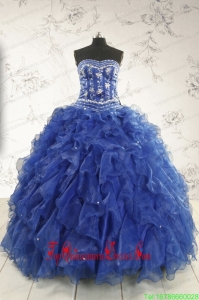 Beautiful Beading and Ruffles Quinceanera Dresses in Royal Blue