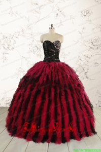 Custom Made Sweetheart Beading Quinceanera Dresses in Red and Black