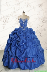 Custom Made Beading Quinceanera Dresses in Royal Blue for 2015