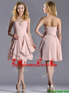 Exclusive Sweetheart Chiffon Beaded Dama Dress in Light Pink