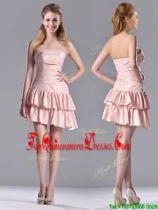 Low Price Ruffled Layers Short Dama Dress in Asymmetrical