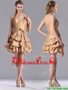 Most Popular Halter Top Champagne Dama Dress with Bubbles and Bowknot
