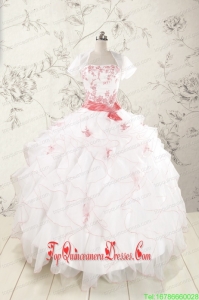 2015 Custom Made Appliques and Ruffles Quinceanera Dresses with Strapless