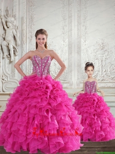 Fuchsia Sweetheart Princesita Dress with Beading and Ruffles