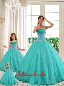 2015 LuxuriousTurquoise Princesita With Quinceanera Dresses with Beading