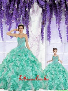 Apple Green Sweetheart Organza Beading and Ruffles Princesita Dress