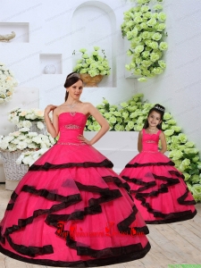 Beading and Ruching Organza Red Princesita Dress with Layers