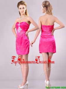 Discount Applique with Beading and Rhinestoned Dama Dress in Hot Pink