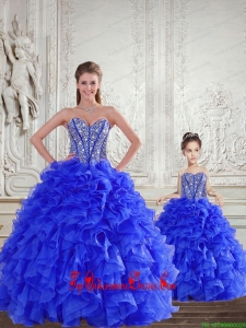 Fashionable Royal Blue Princesita Dress with Beading and Ruffles for 2015