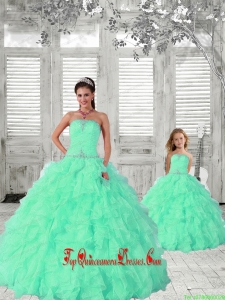 2015 Fashionable Apple Green Princesita Dress with Ruffles and Beading