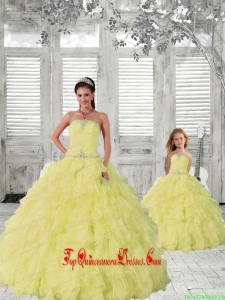 2015 New Style Light Yellow Princesita Dress with Beading and Ruching