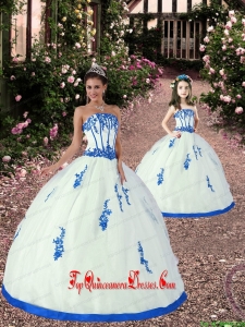 2015 Top Seller White and Blue Princesita Dress with Appliques