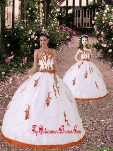 2015 Trendy Appliques Princesita Dress in White and Orange Red