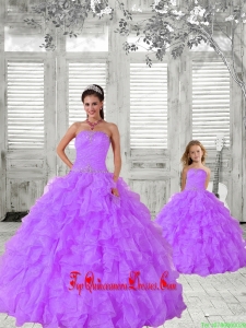2015 Trendy Lavender Princesita Dress with Beading and Ruching
