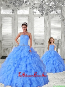 Affordable Beading and Ruching Baby Blue Princesita Dress