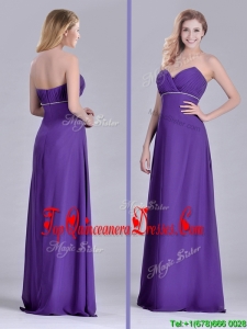 Column Sweetheart Ruching Purple Dama Dress for Celebrity