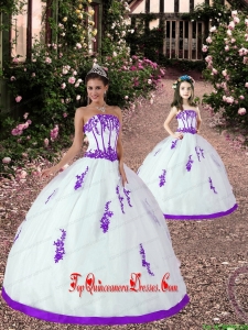 Fashionable Appliques White and Eggplant Purple Princesita Dress for 2015