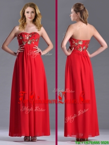 Luxurious Applique with Sequins Red Dama Dress in Ankle Length