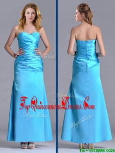 New Arrivals Sweetheart Aqua Blue Ankle Length Dama Dress in Taffeta