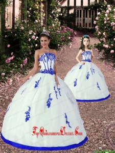 New Style Appliques Princesita Dress in White and Royal Blue for 2015