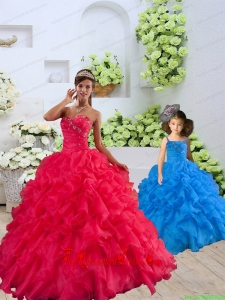 New Style Organza Coral Red Princesita Dress with Beading and Ruffles for 2015