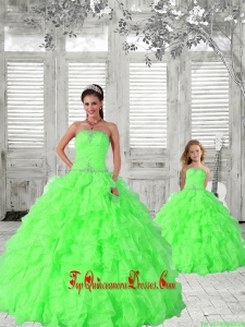 Popular Beading and Ruching Princesita Dress in Green for 2015