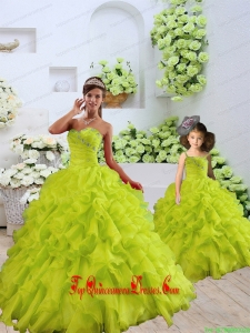 Custom Made Organza Beading and Ruffles Princesita Dress in Yellow Green