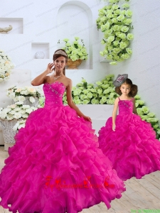 Unique Beading and Ruffles Princesita Dress in Fuchsia