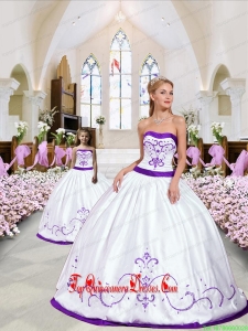 2015 New Style Embroidery White and Eggplant Purple Princesita Dress