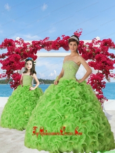 2015 Unique Green Princesita Dress with Beading and Ruffles