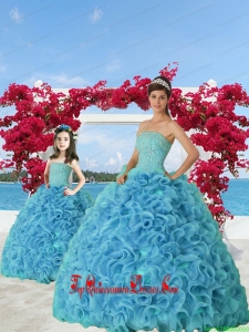 Trendy Beading and Ruffles Princesita Dress in Aqua Blue for 2015