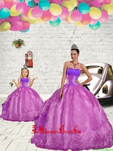 2015 Modern Beading and Embroidery Princesita Dress in Fuchsia