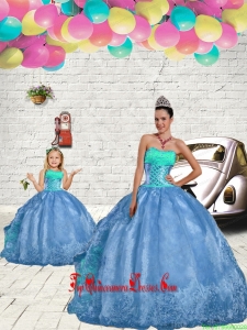 New Style Beading and Embroidery Princesita Dress in Aqua Blue for 2015 Spring