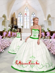 Unique Embroidery White and Spring Green Princesita Dress for 2015 Spring