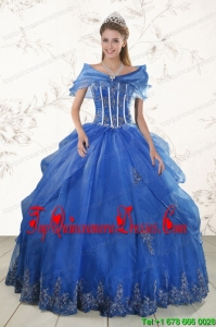 2015 Cheap Appliques Quinceanera Dresses in Royal Blue