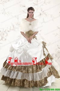 2015 Unique Strapless Leopard Quinceanera Dresses with Hand Made Flower