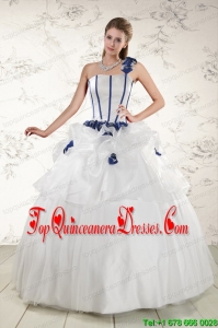 Elegant White One Shoulder Hand Made Flower Quinceanera Dress for 2015
