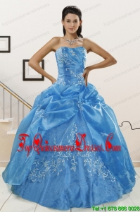 Classical Baby Blue 2015 Quinceanera Dresses with Embroidery