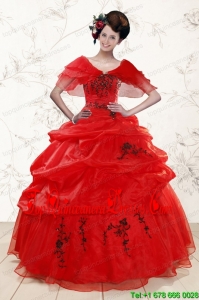 Sweetheart Red Quinceanera Dresses With Applique for 2015