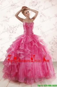 Beautiful Hot Pink Sweetheart Beading Quinceanera Dresses with Brush Train