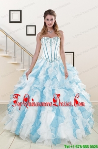 Cheap Appliques and Ruffles 2015 Quinceanera Dresses in Multi-color