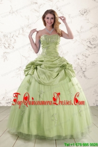 Cheap Sweetheart Beading Quinceanera Dress in Yellow Green
