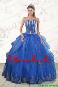 2015 Cheap Appliques Quinceanera Dresses in Royal Blue