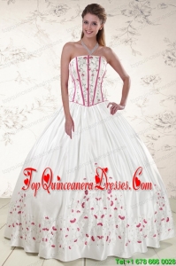 2015 Cheap Strapless Quinceanera Dresses with Appliques