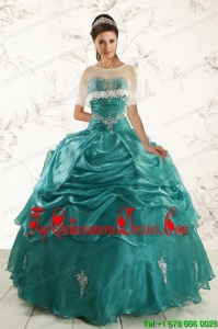 2015 Luxurious Sweetheart Organza Appliques Sweet 16 Dresses