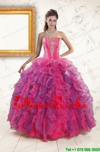 2015 Multi Color Luxurious Quinceanera Dresses with Appliques and Ruffles