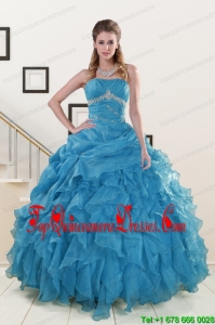 2015 New Style Strapless Quinceanera Dresses with Beading and Ruffles