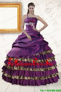Classic One Shoulder Luxurious Quinceanera Dresses with Beading and Leopard