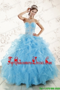 Luxurious Aqua Blue Ball Gown Sweetheart Beading Sweet 16 Dresses