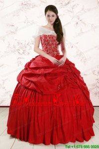 2015 New Style Sweetheart Beading Quinceanera Dresses in Red